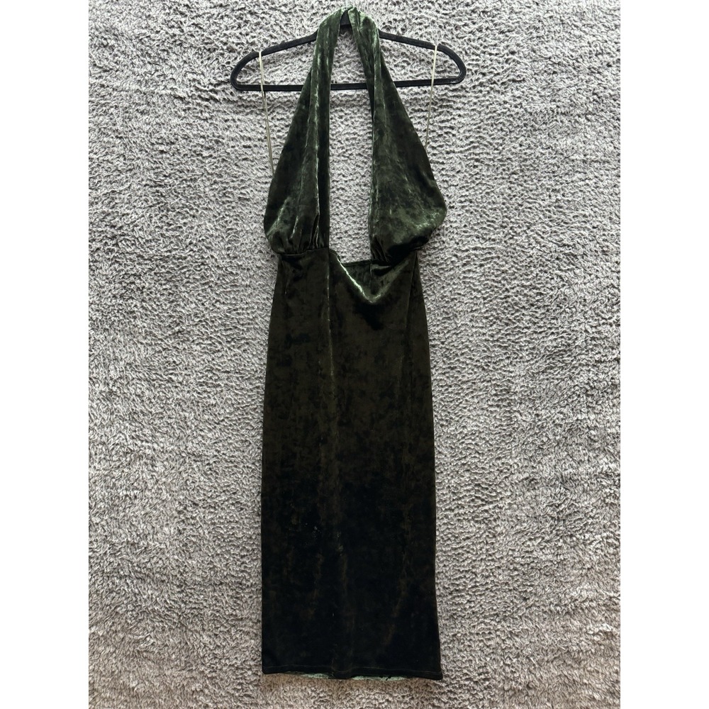 Ronny Kobo Green Velvet Zack Open-Back Halter MIDI $dress Size M‎ 498 MSRP